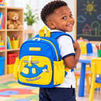 Sac à Dos Crèche & Maternelle Hélicoptère 3D Bleu Jaune – 25 × 23 × 12 cm