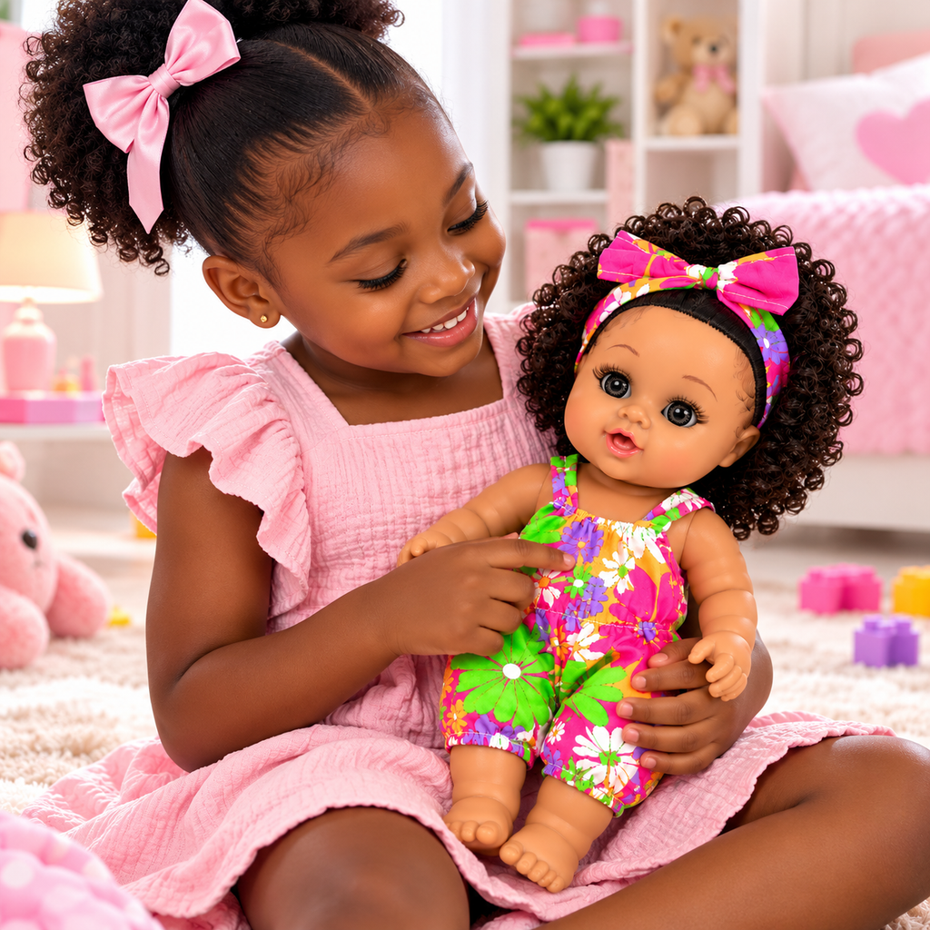 Poupée Bébé Fille Parlante 30 cm – Combinaison Fleurie Multicolore
