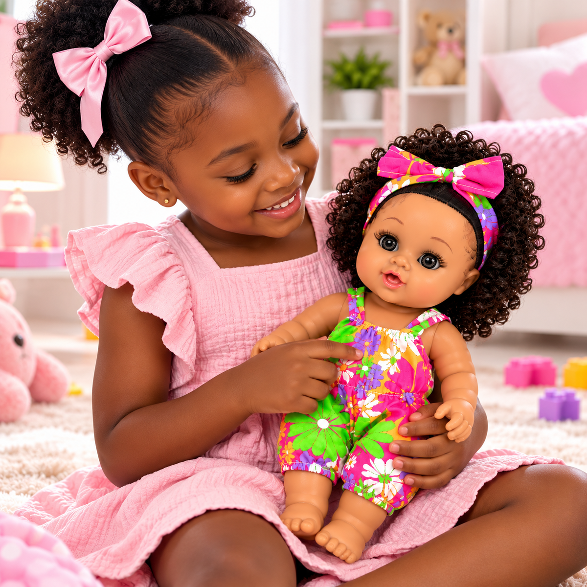 Poupée Bébé Fille Parlante 30 cm – Combinaison Fleurie Multicolore