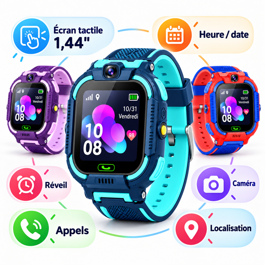 Montre Connectée Enfant Smart2030 C002 – Appels, GPS, Caméra & Lampe Torche
