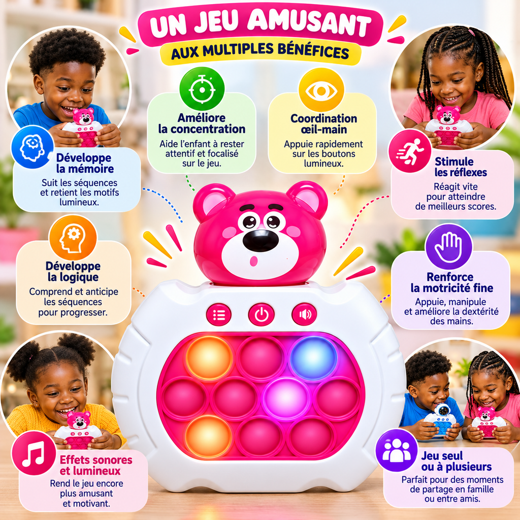 Console de Jeu Fast Push Pop It Électronique – 999 Niveaux – 7 Modes