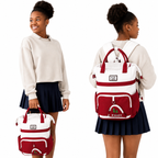 Sac à Dos Scolaire Fille Style Coréen en Toile - Rouge et Blanc – Collège & Lycée