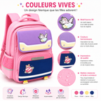 Sac à Dos Scolaire Fille Licorne Rose Classes de CM – Grande Capacité – Dos Respirant – Bretelles Rembourrées