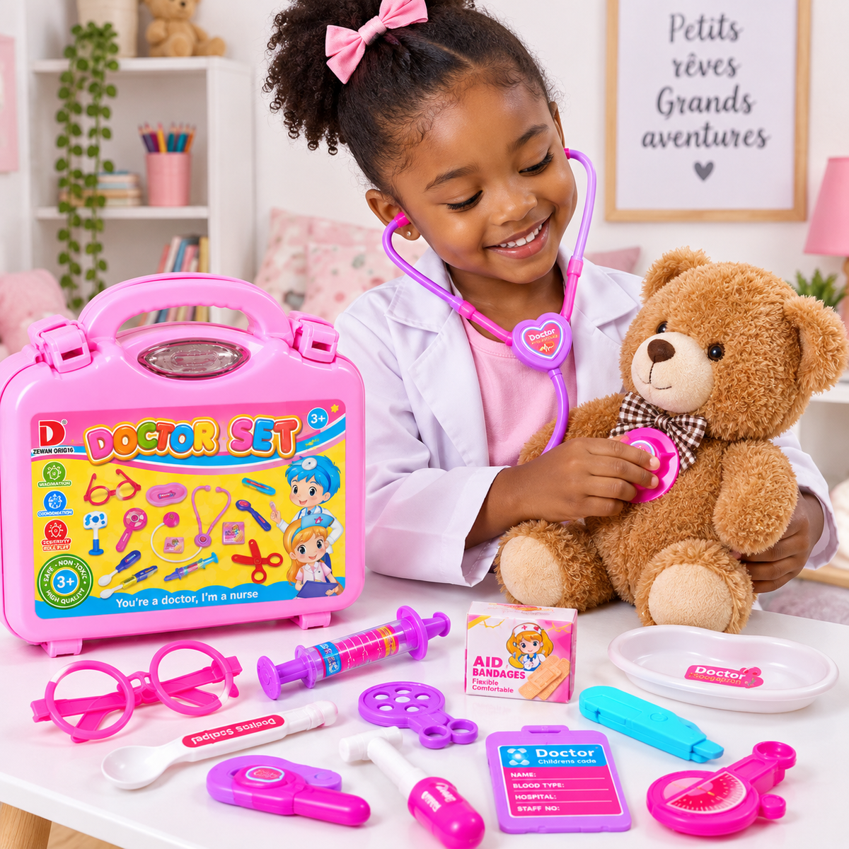 Coffret Docteur Enfant – Mallette Médicale de Jeu avec Accessoires -  3 ans+