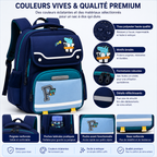 Sac à Dos Scolaire Enfant Dinosaure Bleu Classes de CM – Grande Capacité – Dos Respirant – Bretelles Rembourrées – Kidoo