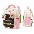 Sac à Dos Maternelle & CP P.Bear Kids Beige, Rose & Vert – 38 × 28 × 15 cm – 2 à 5 Ans