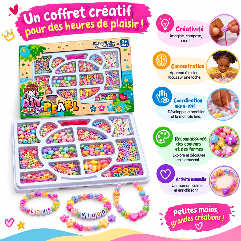 Coffret DIY Pearl – Kit de Création de Bijoux en Perles – 3 Ans+