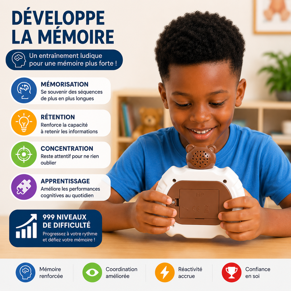 Console de Jeu Électronique Fast Push™ – Jeu de Réflexe Pop It Interactif 999 Niveaux – 7 Modes