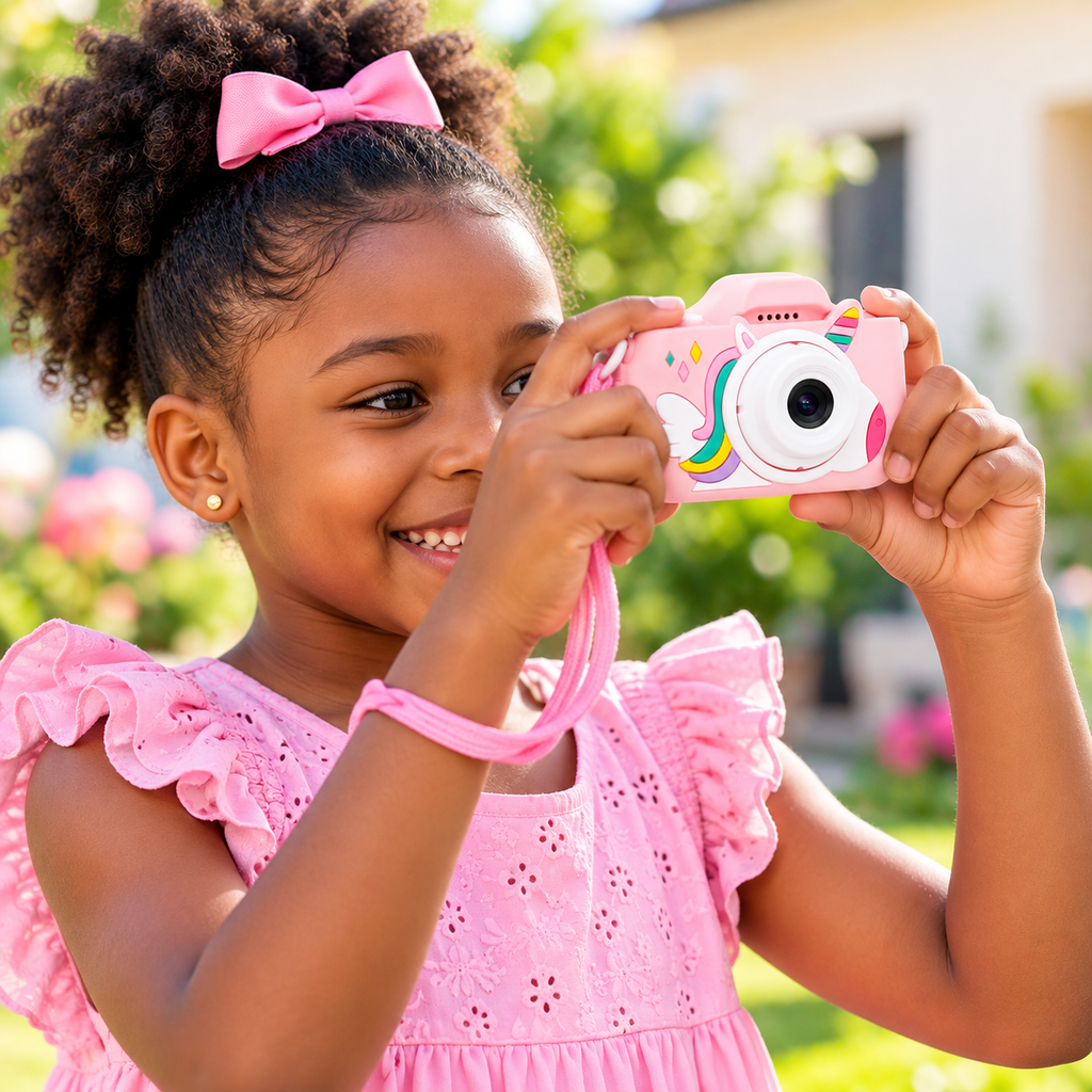 Appareil Photo Numérique Enfant Licorne avec Écran 2" – Photo, Vidéo & Jeux – Rose ou Bleu