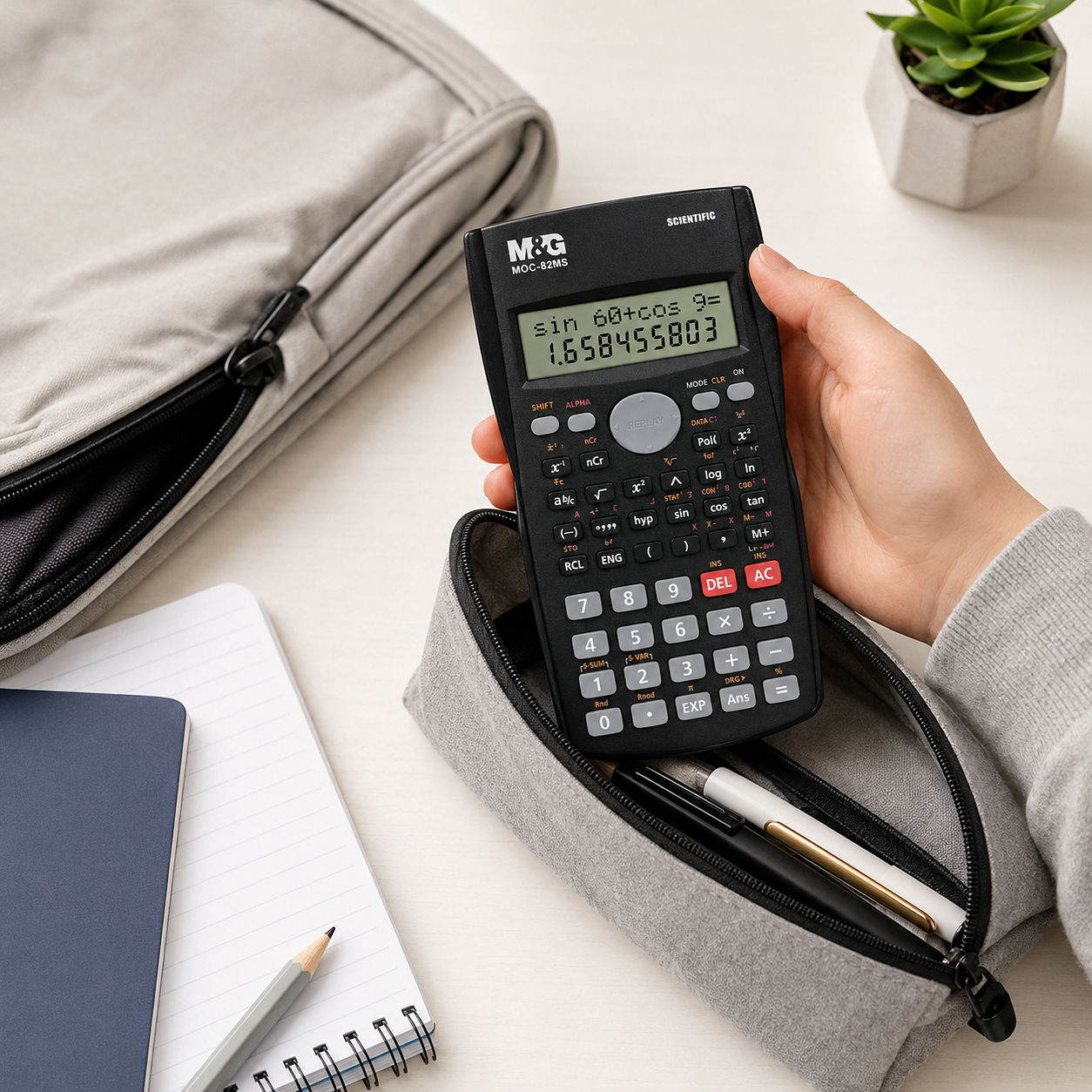 Calculatrice Scientifique M&G MOC-82MS – 240 Fonctions et Écran 2 Lignes