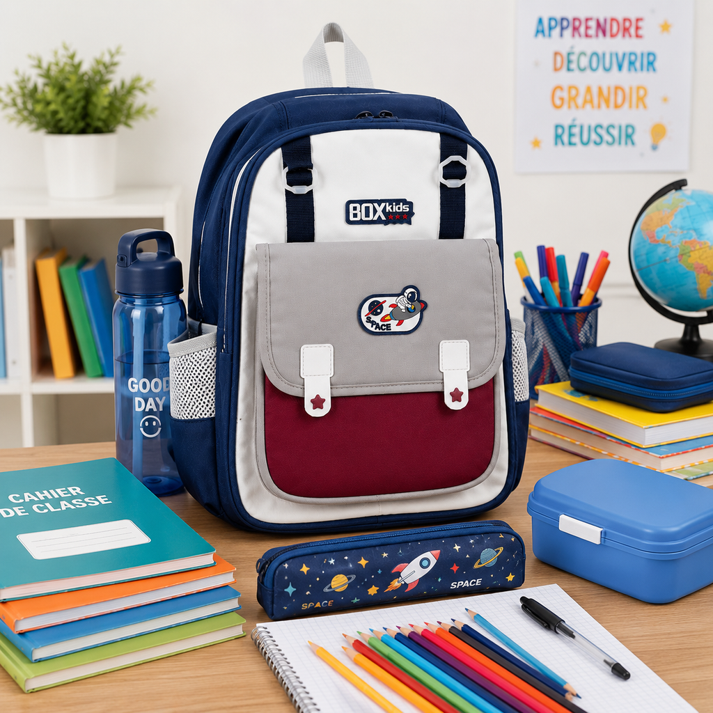 Sac à Dos Enfant BOX Kids Space Bleu – Cartable Primaire 42 cm