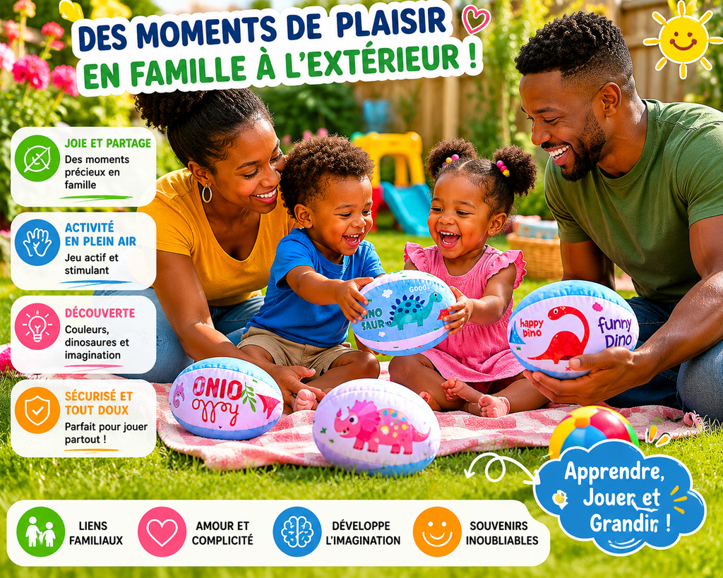 Lot de 3 Ballons Souples Dinosaure pour Bébé et Enfant – Jeu Sensoriel et Motricité