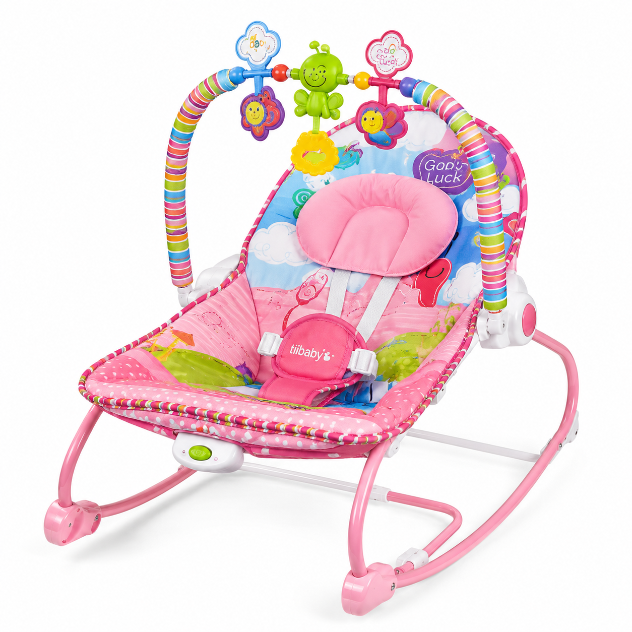 iBaby Transat Bébé Évolutif 2 en 1 avec Musique & Vibrations – Rose ou Bleu