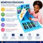 Coffret Dessin & Peinture Super Mega Art Set 208 Pièces – Kit Créatif Complet pour Enfants 3 Ans et +