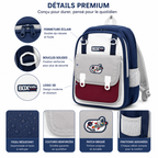 Sac à Dos Enfant BOX Kids Space Bleu – Cartable Primaire 42 cm