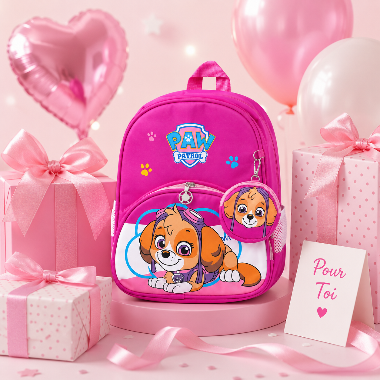 Sac à Dos Enfant Rose avec Mini Pochette – Modèle Fille Maternelle