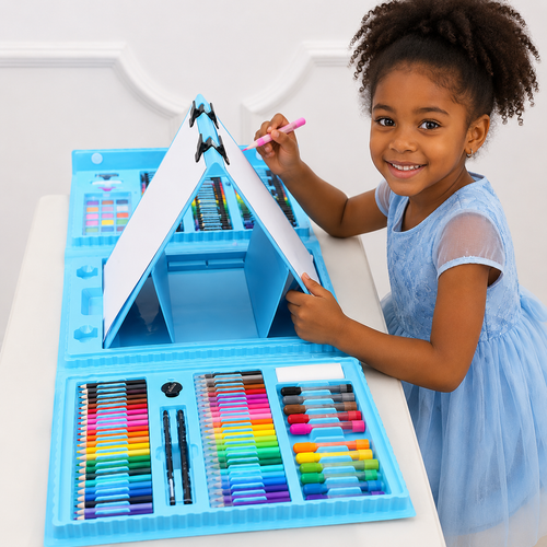 Coffret Dessin & Peinture Super Mega Art Set 208 Pièces – Kit Créatif Complet pour Enfants 3 Ans et +