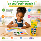 Boîte de Peinture Aquarelle M&G 12 Couleurs avec 2 Pinceaux – Kit Créatif Enfant