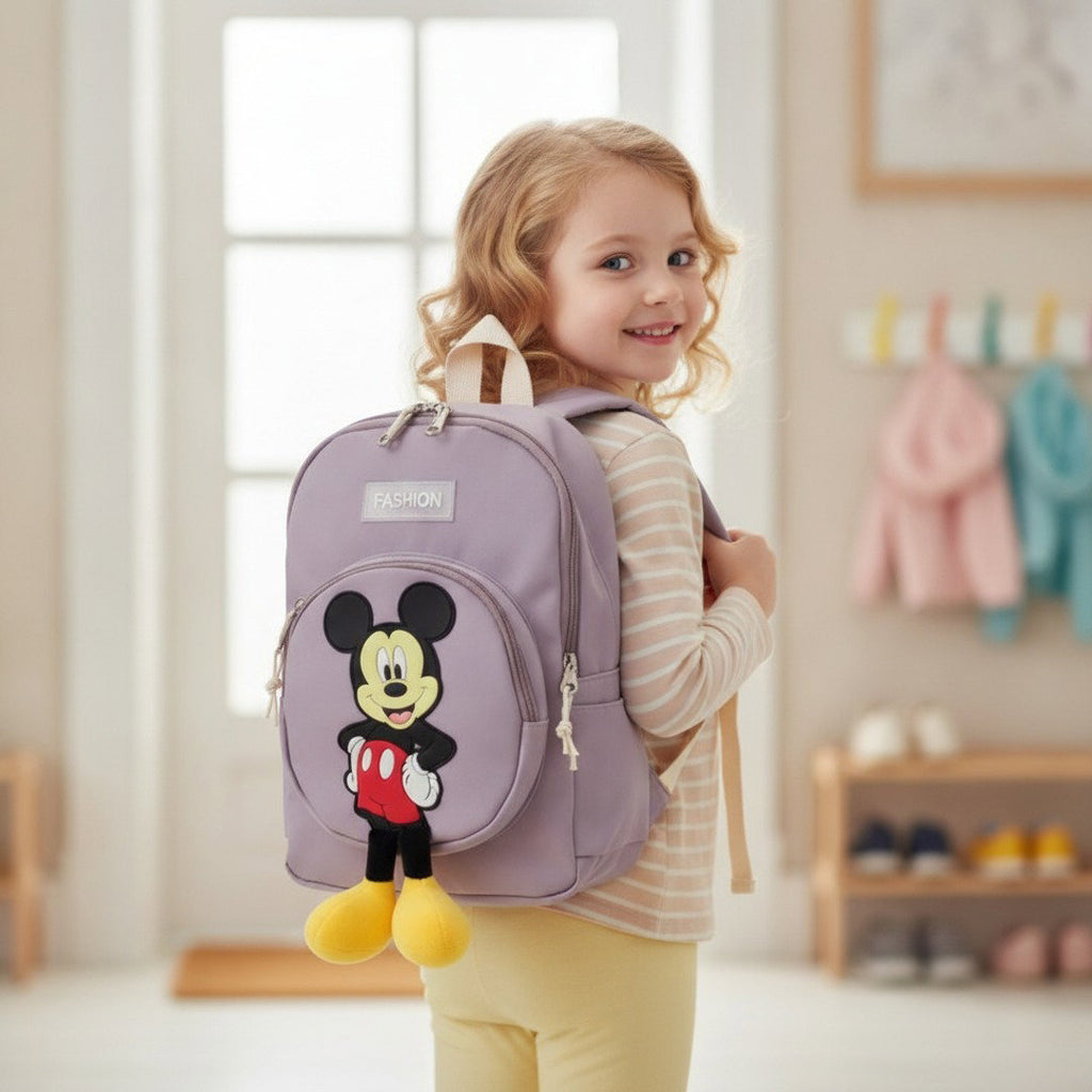 Sac à Dos Crèche-Garderie & Petite Section Mickey Lilas avec Jambes 3D – 30 × 23 × 10 cm