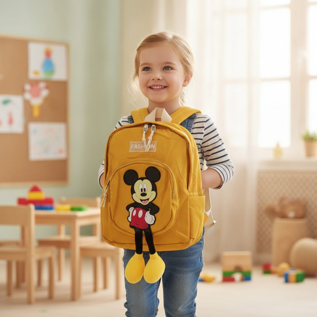 Sac à Dos Crèche & Maternelle Mickey Jaune avec Jambes 3D – 30 × 23 × 10 cm