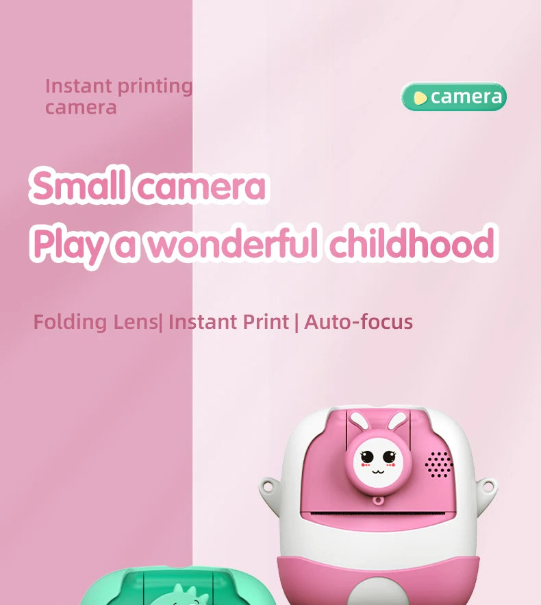 Appareil Photo Instantané Enfant – Caméra HD 2.0” avec Impression Thermique – Carte 32GB Incluse – Rose