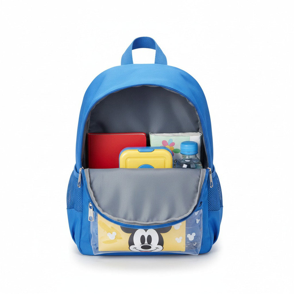 Sac à Dos Maternelle Mickey Bleu avec Poche Transparente – 35 × 25 × 12 cm