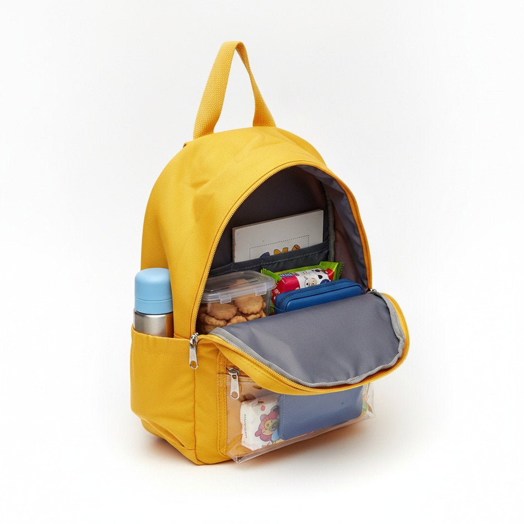 Sac à Dos Maternelle Mickey Jaune avec Poche Transparente – 35 × 25 × 12 cm