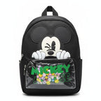 Sac à Dos Maternelle Mickey Noir avec Poche Transparente – 35 × 25 × 12 cm