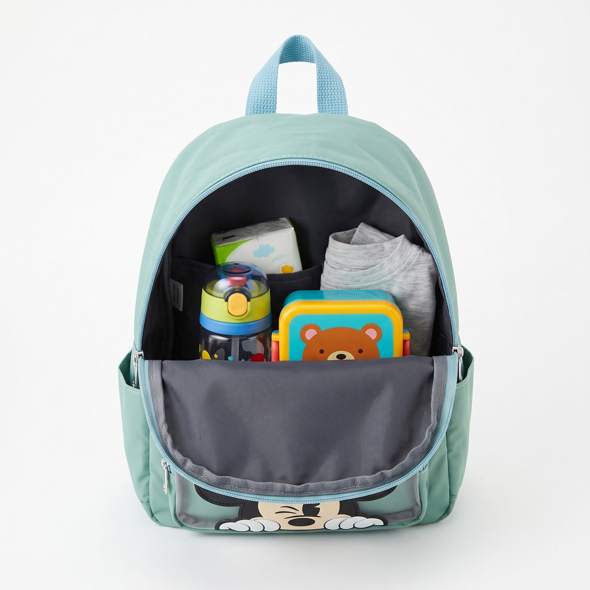 Sac à Dos Maternelle Mickey Vert avec Poche Transparente – 35 × 25 × 12 cm