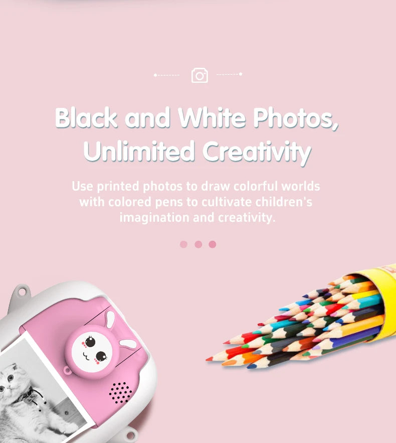 Appareil Photo Instantané Enfant – Caméra HD 2.0” avec Impression Thermique – Carte 32GB Incluse – Rose